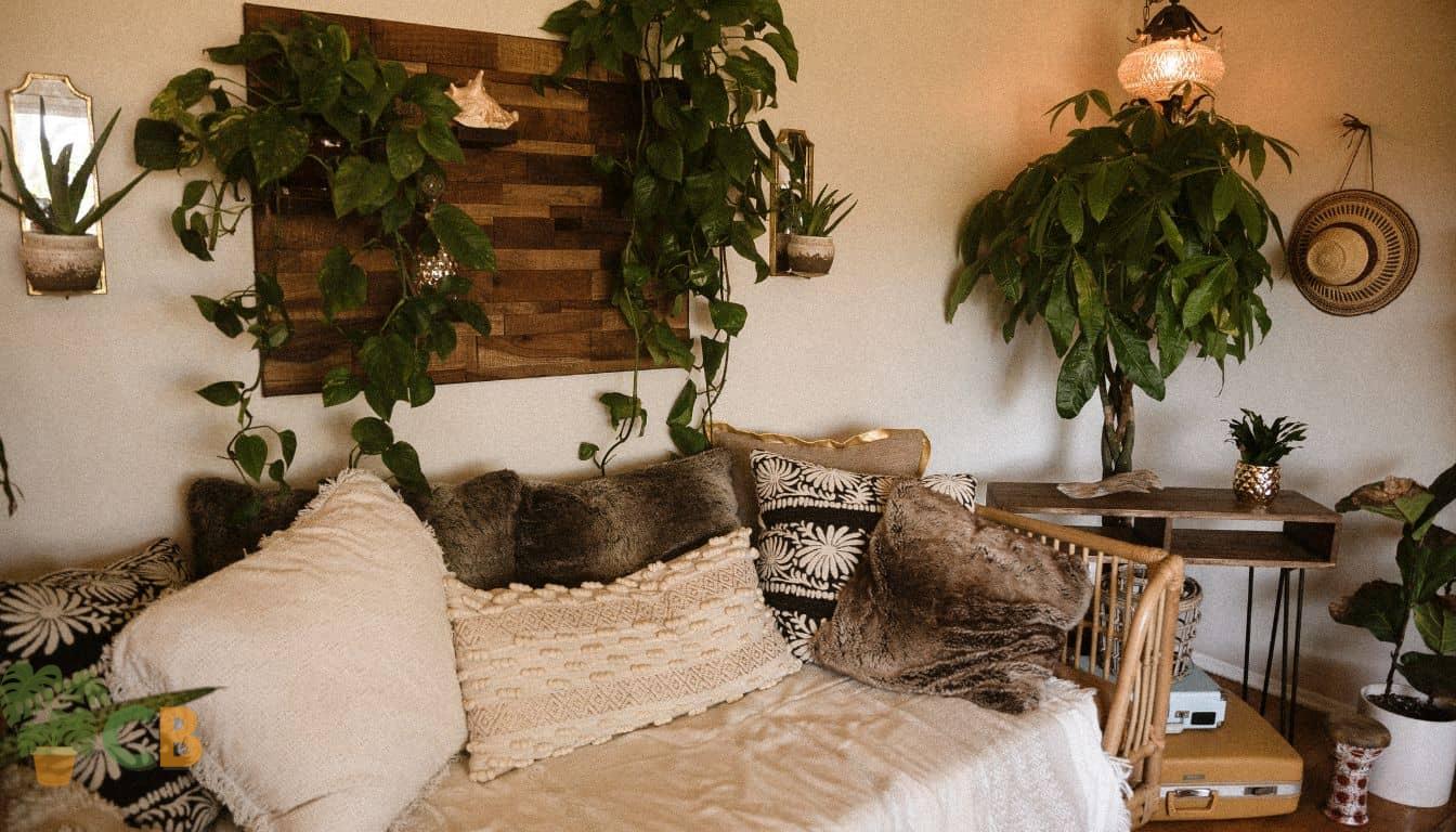 Decorative indoor plants lounge area