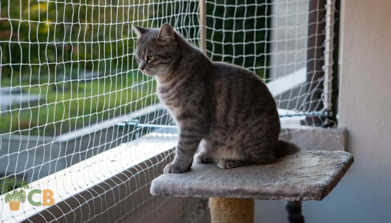 Bird netting preventing cat from accessing the plants