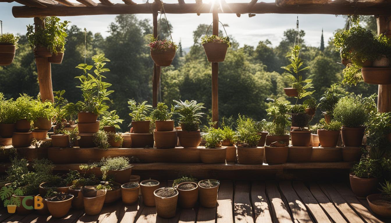 Pot plants on a balcony with natural deterrents
