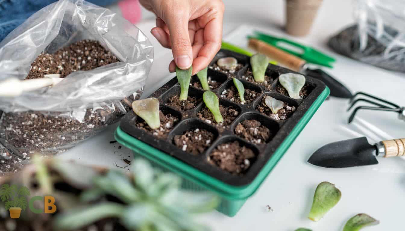 Successful Jade plant propagation using leaves