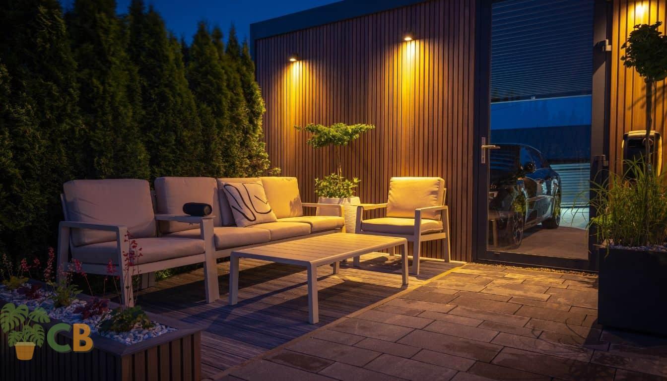 A relaxing patio garden setting in the early evening