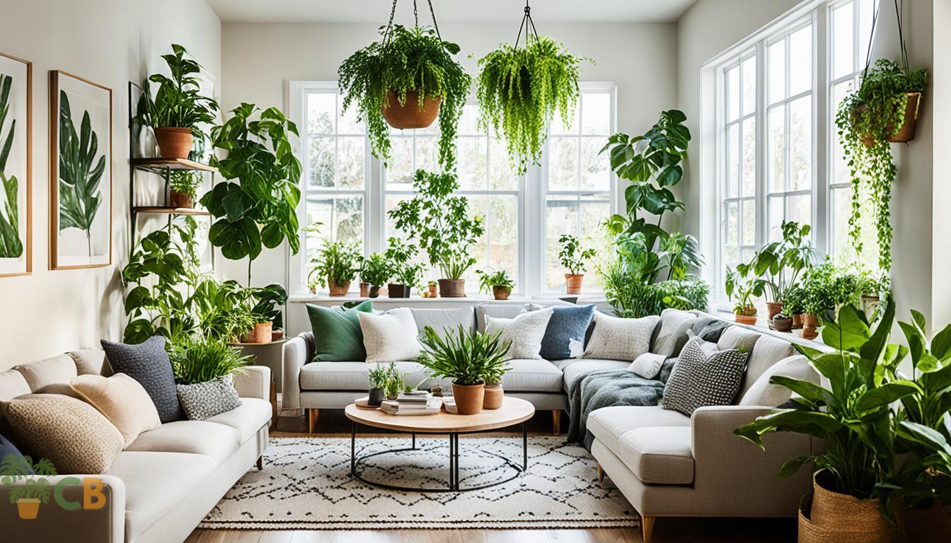Various indoor plants arranged in the lounge