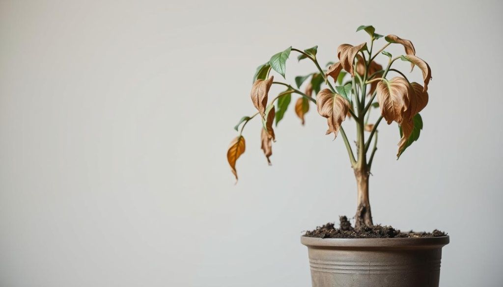 Under-watered house plant symptoms